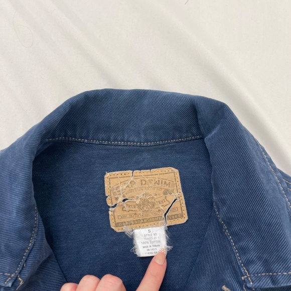 Vintage Gap Oversized Blue Denim Jean Jacket Barn Trucker Chore Field Coat Small - Picture 6 of 8